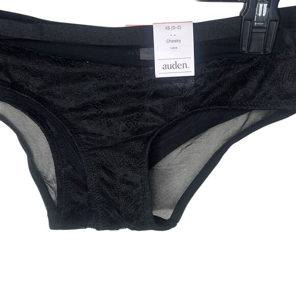 Set of 2 Auden Women’s Size XS Cheeky Mesh Lace Bottoms Black See Through NWT - Picture 1 of 4